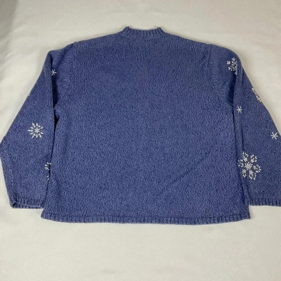 Crystal Kobe Full Zip Holiday Beaded Sweater Snowflake - size XL.    L - Picture 2 of 6